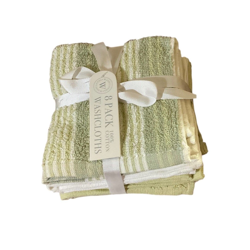 Set of 8 Pack 100% Cotton Washcloths- Luxurious - One Size - New with Tags